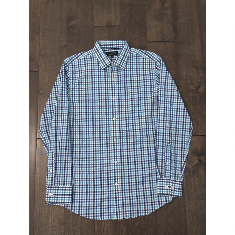 Banana‎ Republic Lot Of Two Mens Blue Plaid Button Down Non Iron Slim Fit Size M